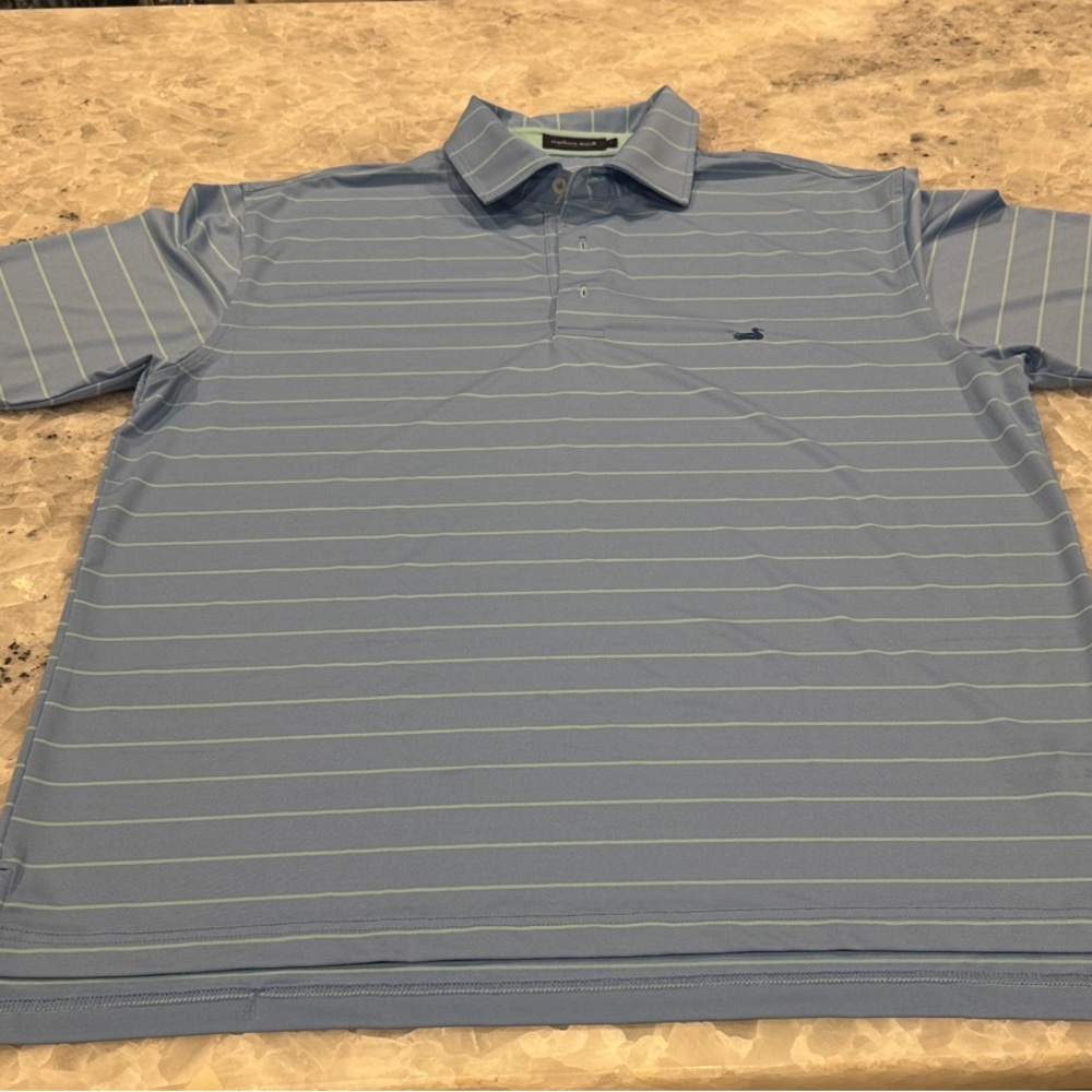 Men's Light Blue Striped Southern Marsh Polo Shirt